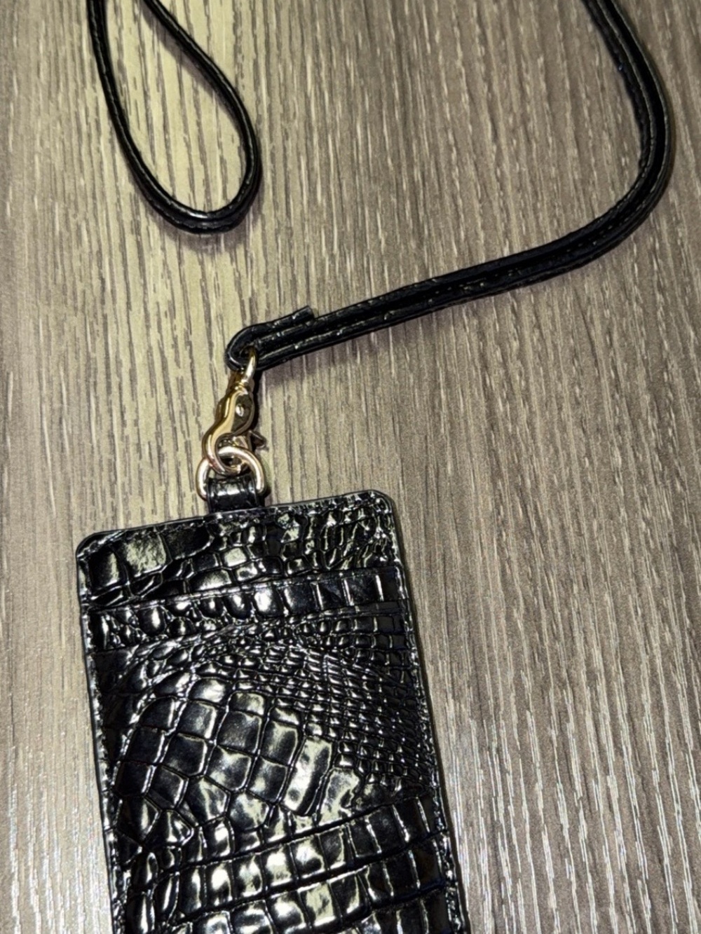Brahmin Black Faux Croc ID Badge Lanyard - Picture 2 of 2